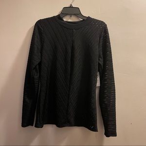 Black herringbone striped sheer shirt